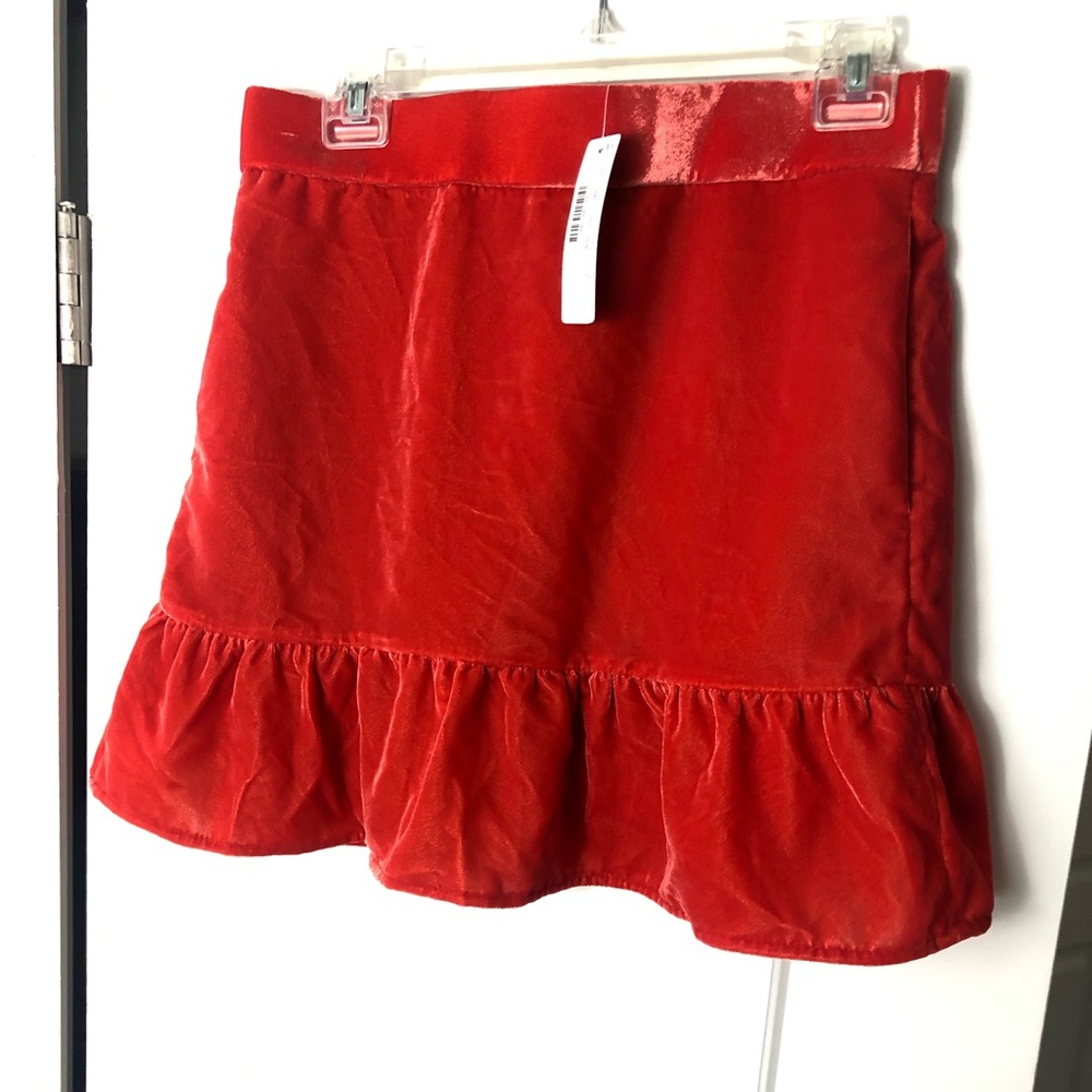 J Crew Ruffled Velvet Skirt